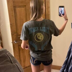 PacSun Black Graphic Tee with Blue and Gold Design